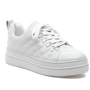 New JSlides Nancee White Quilted Platform Sneakers size 7.5